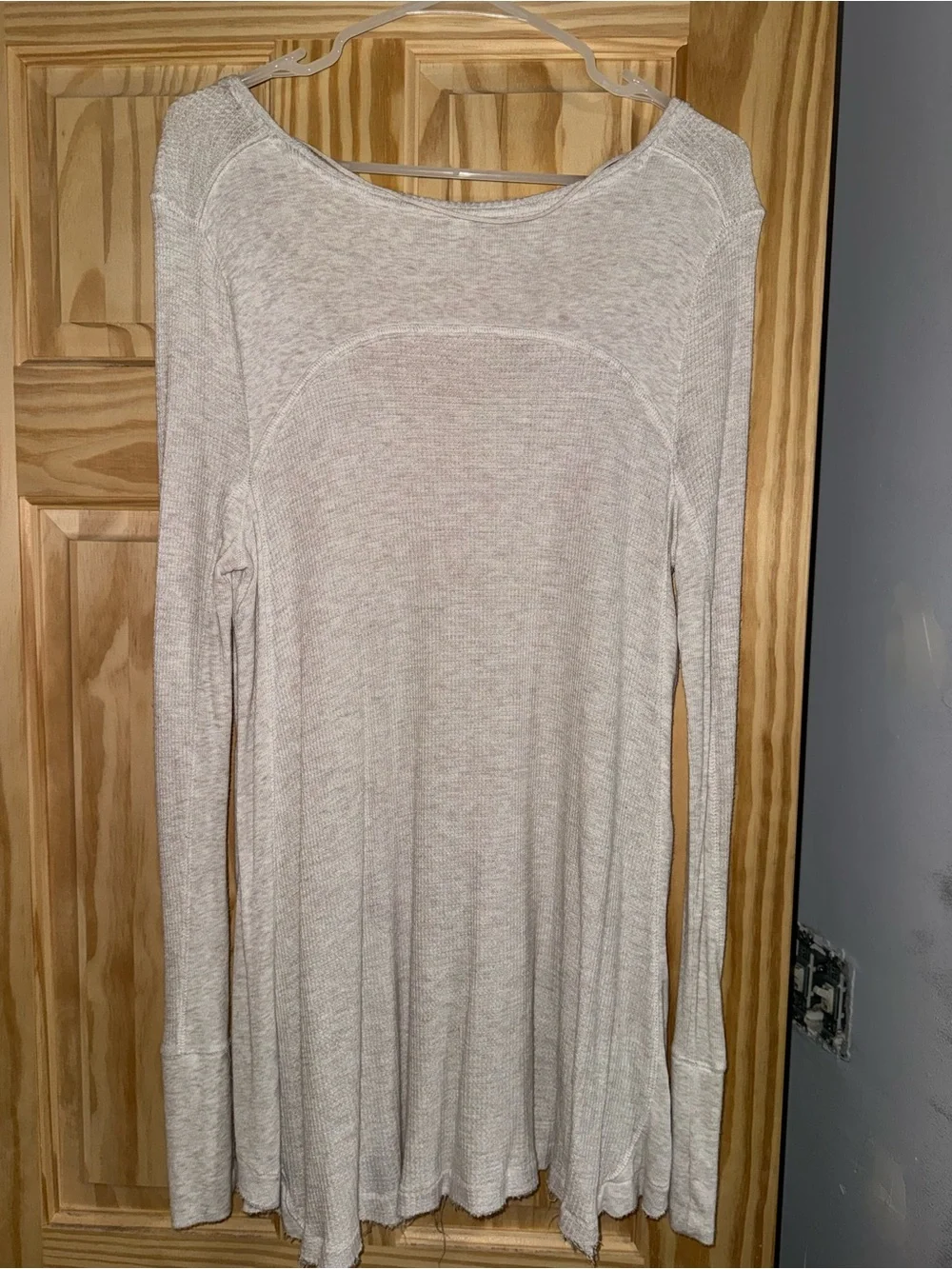 Free People Light Taupe Scoop Neck Long Sleeve Top